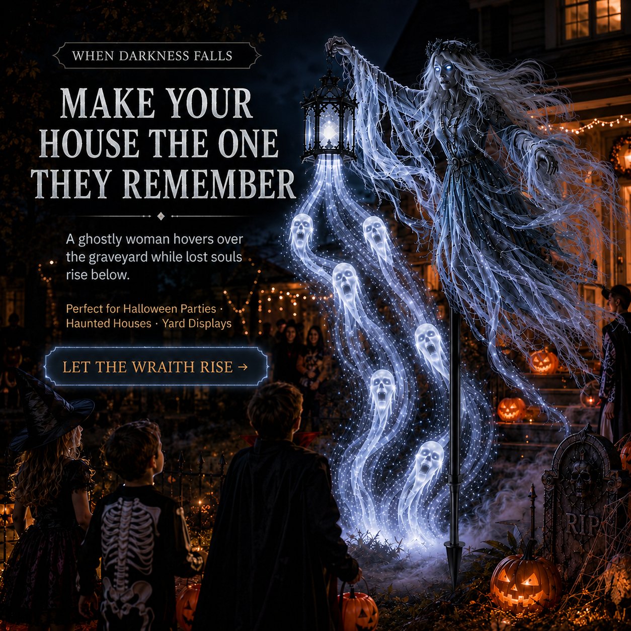 Spectral female wraith Halloween decoration