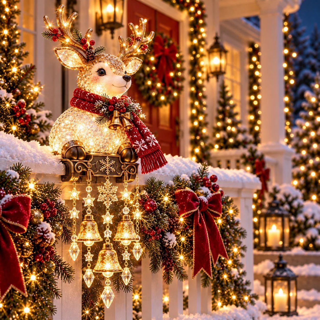 Reindeer Christmas Railing Decoration