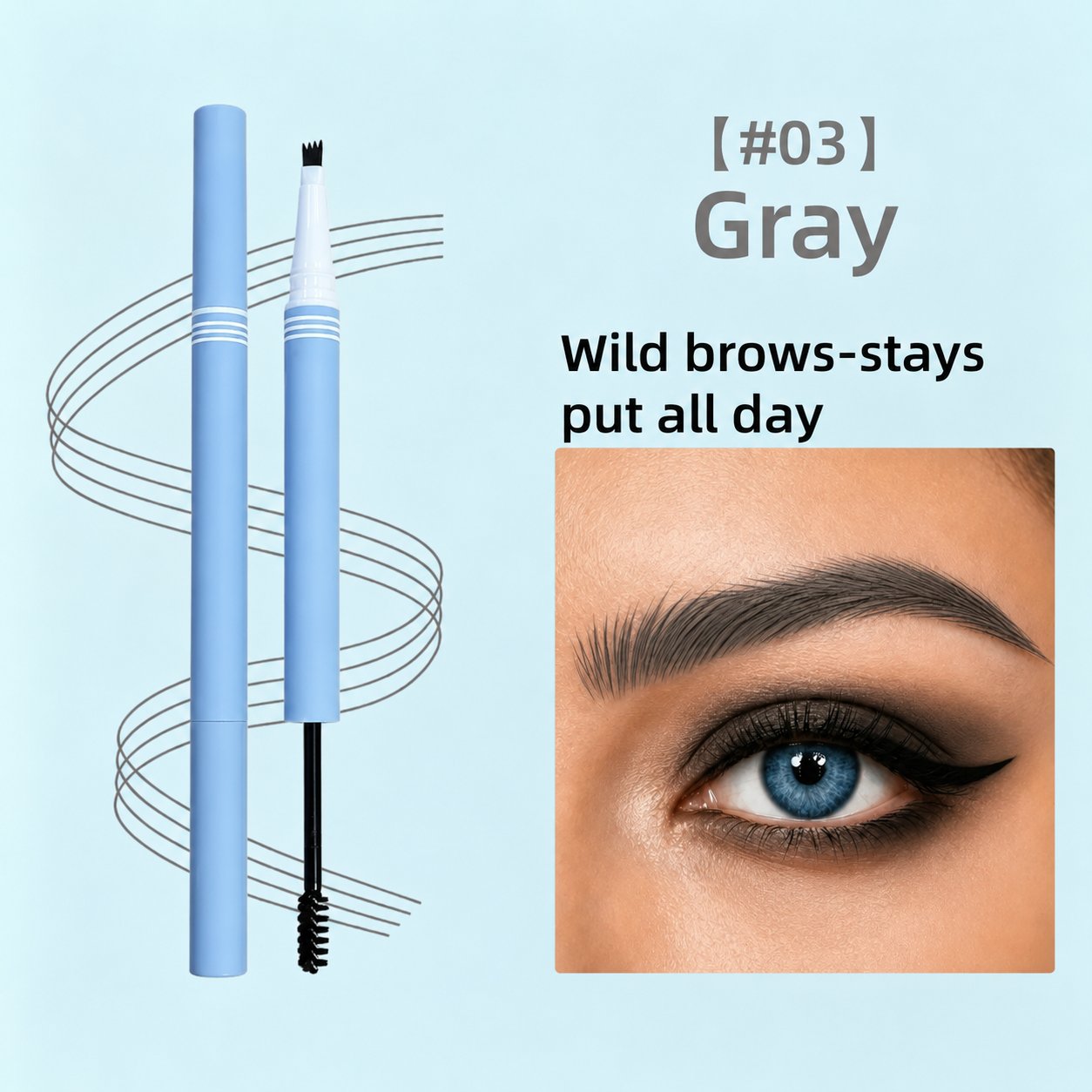 Waterproof 2-in-1 micro-fork eyebrow pen and tinted brow gel
