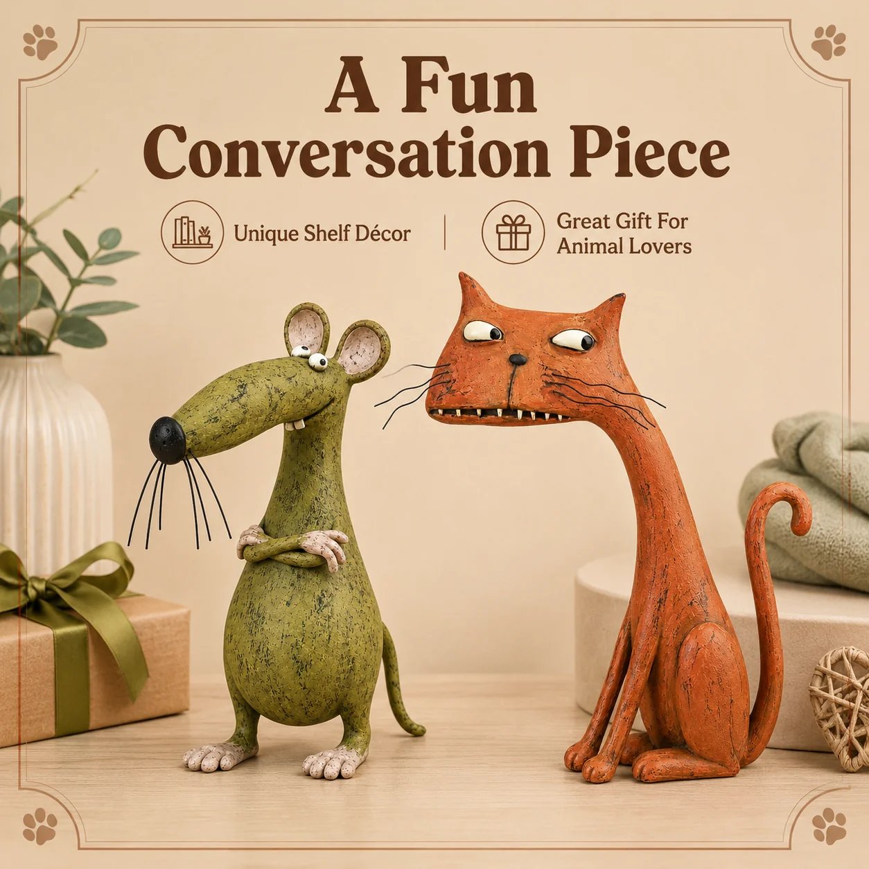 Size chart for the mouse and cat vintage animal figurines
