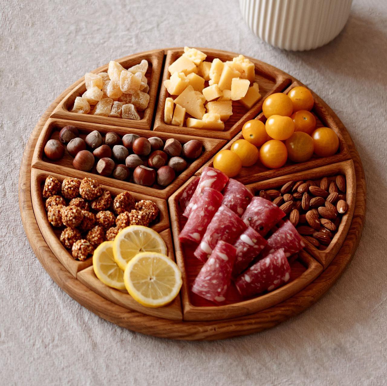 ​🏆Hot Sale⚡Puzzle Serving Tray - Wood with Removable Compartments