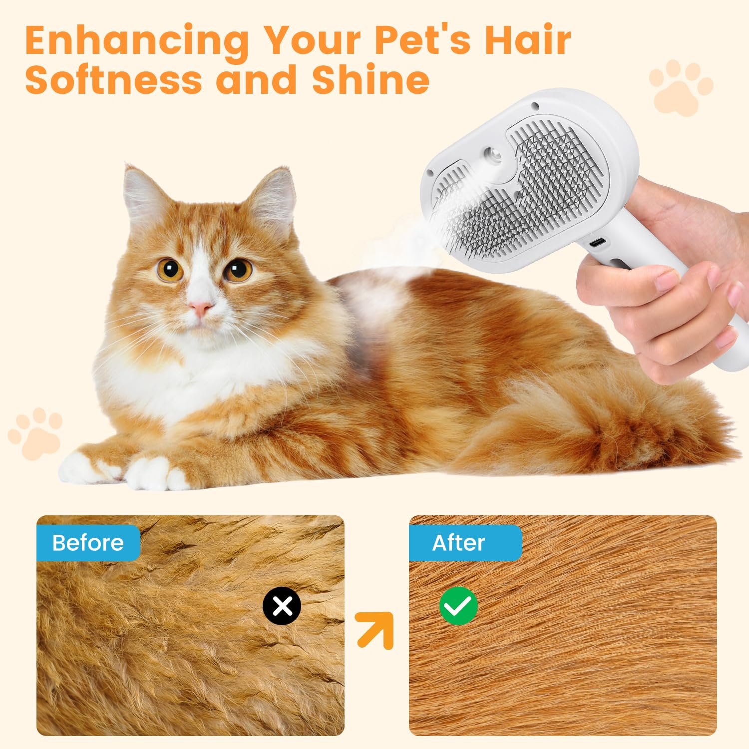Pet mist grooming brush