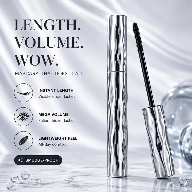 Micro-grooved metal mascara wand for separated lashes