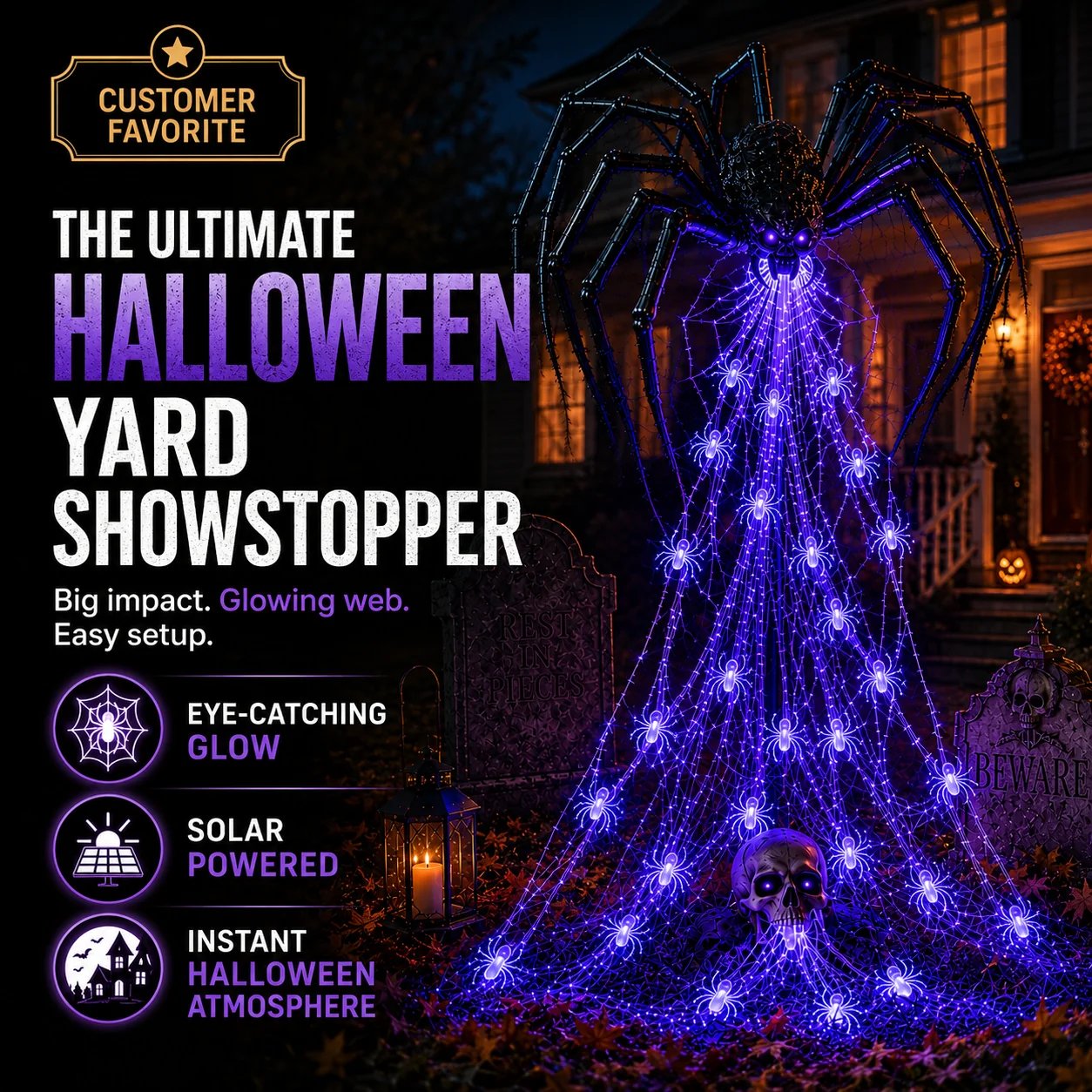 Halloween family and trick or treat outdoor scene