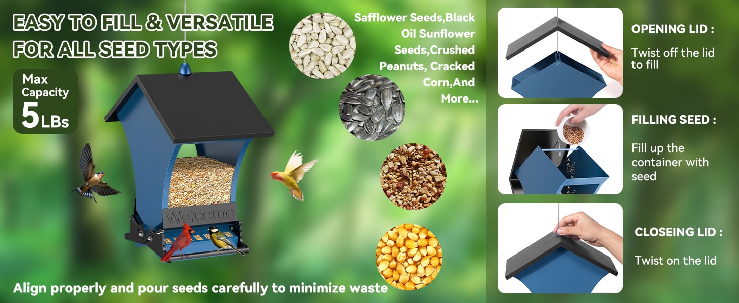 Metal Squirrel Proof Bird Feeder for Outdoor Hanging