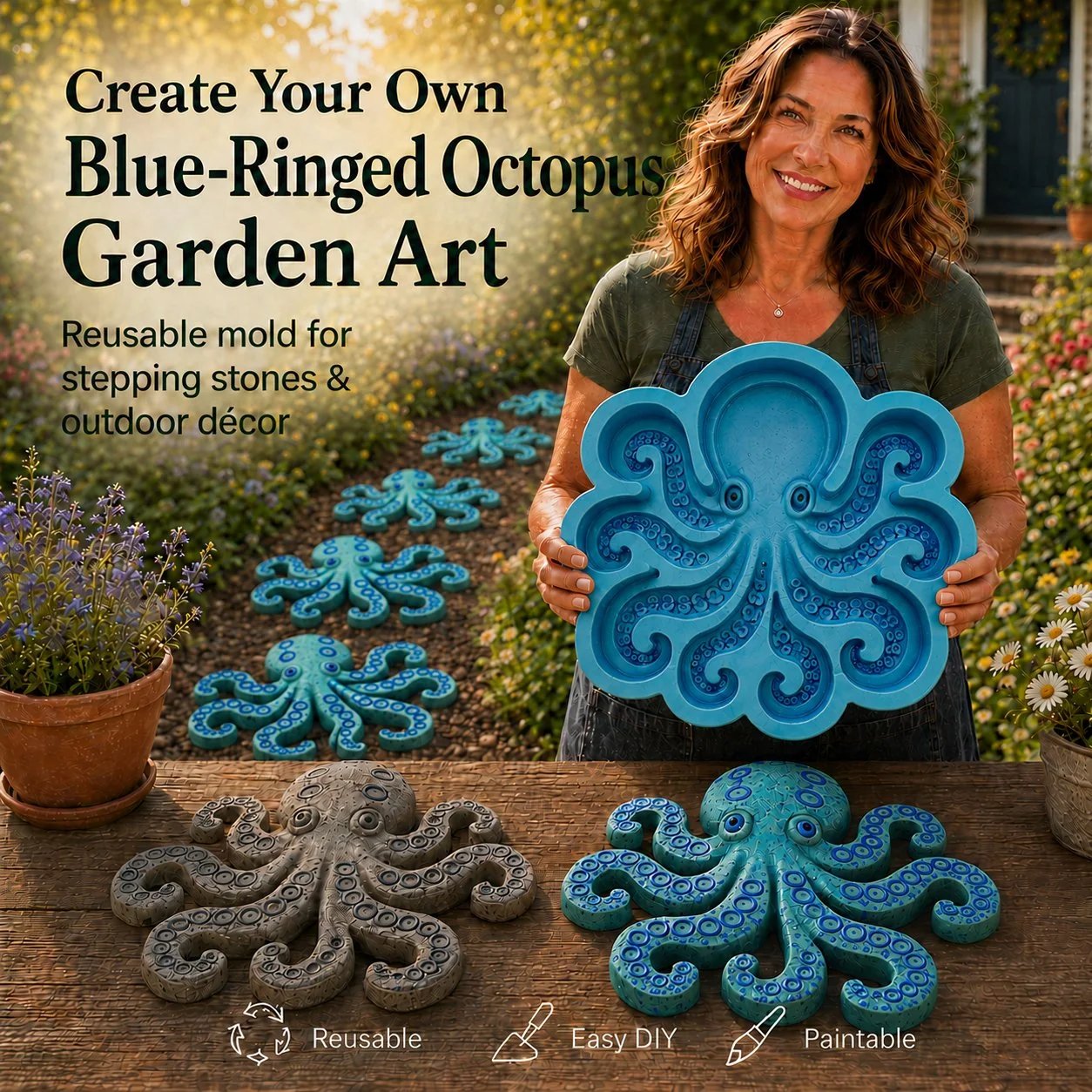Reusable Octopus Garden Art Mold Reusable Octopus Garden Art Mold