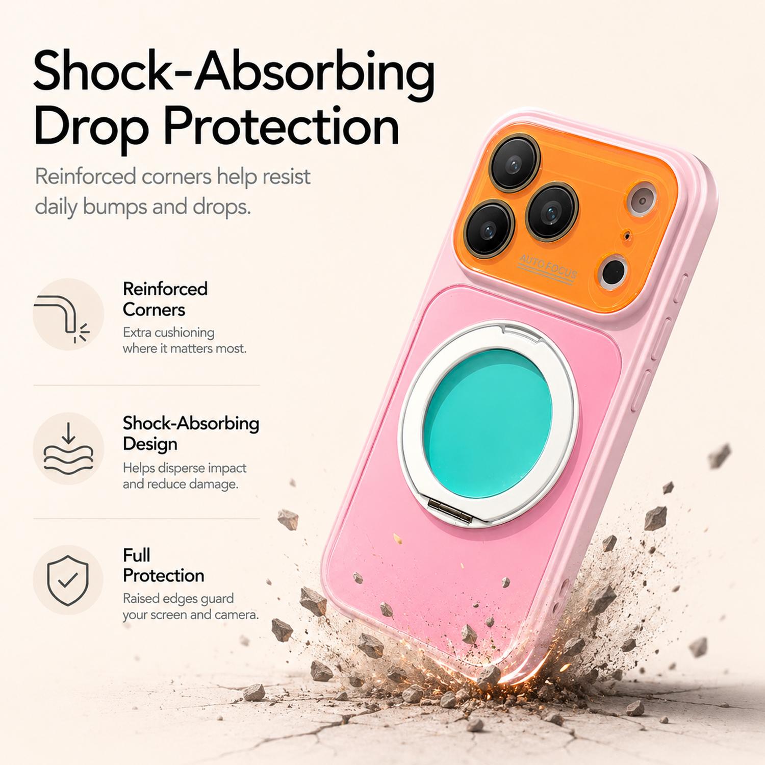 Dopamine Colors Magnetic Case for iPhone 17 16 15 14 Pro Max, with 360° Rotating Ring Stand, Colorblock Glossy Shockproof Cover with Full Camera Protection, Wireless Charging Compatible with MagSafe, Best Gift for Women Girls Dopamine Colors Magnetic Case for iPhone 17 16 15 14 Pro Max, with 360° Rotating Ring Stand, Colorblock Glossy Shockproof Cover with Full Camera Protection, Wireless Charging Compatible with MagSafe, Best Gift for Women Girls