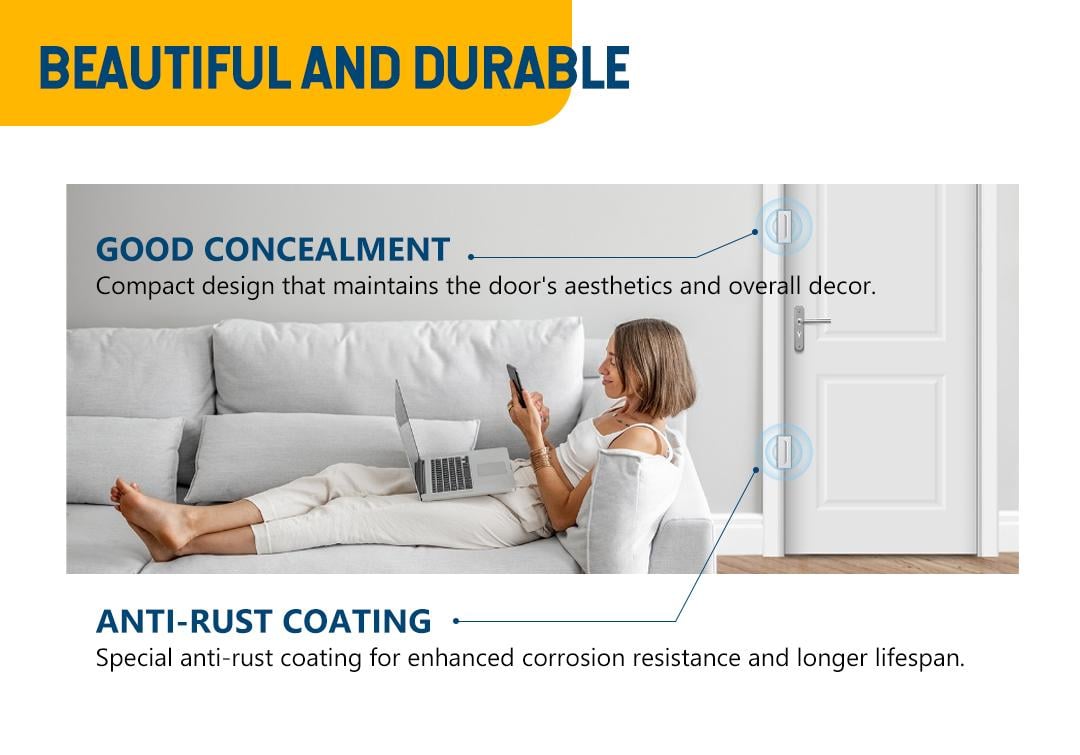 Aluminum Alloy 2-Pack Security Door Locks - Choose White/Black/Silver - Heavy-Duty Protection with Easy Installation & Universal Swing for Any Home/Apartment