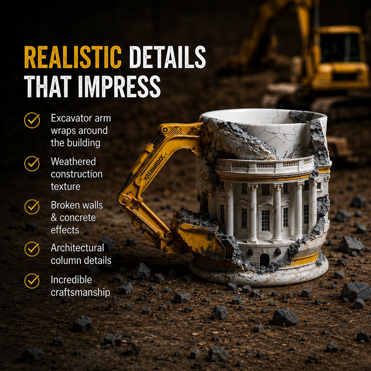 Excavator mug detail