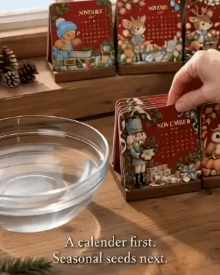 Animated demonstration of handling and soaking the seed calendar card