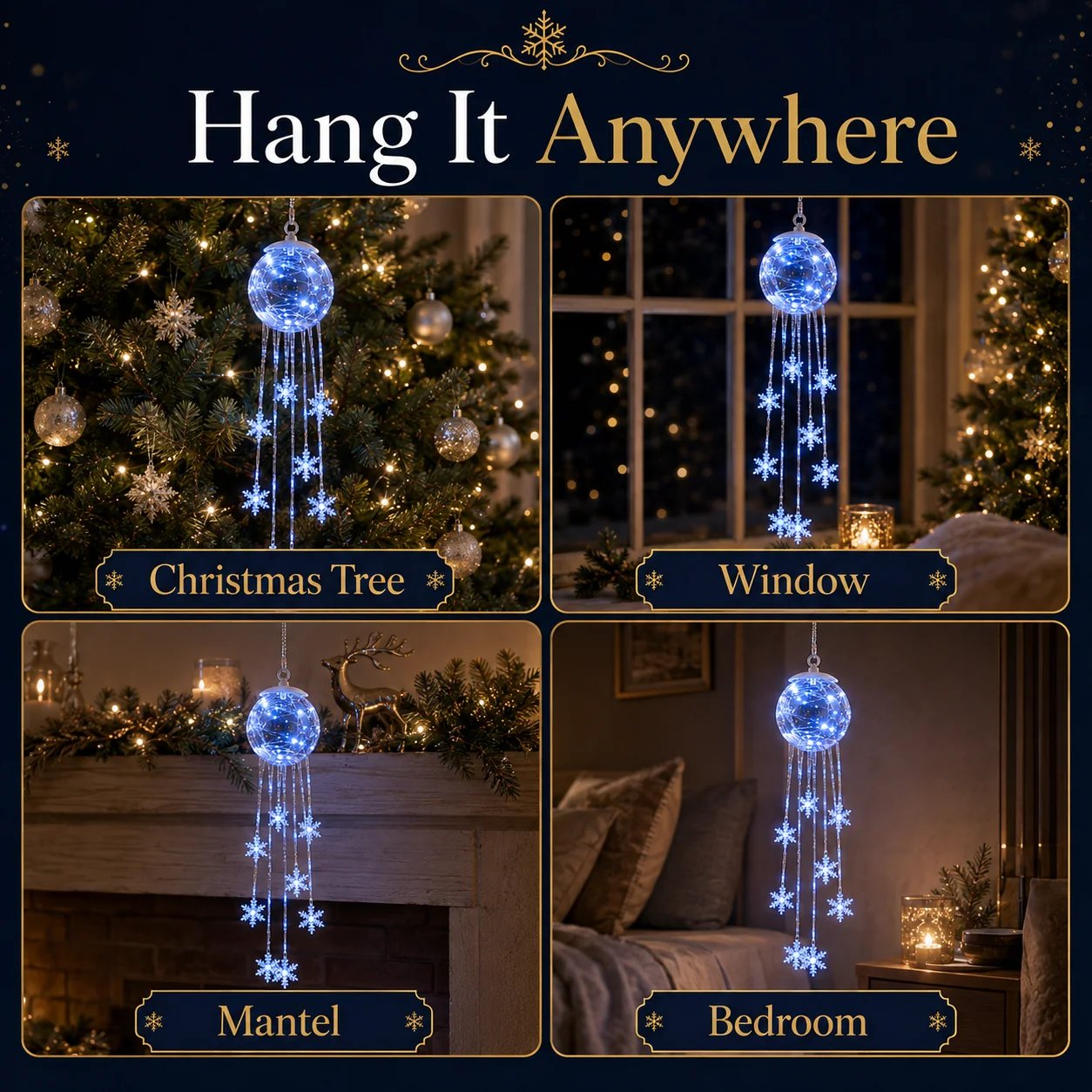 Icy Glow Hanging Ornament beautiful by day magical by night