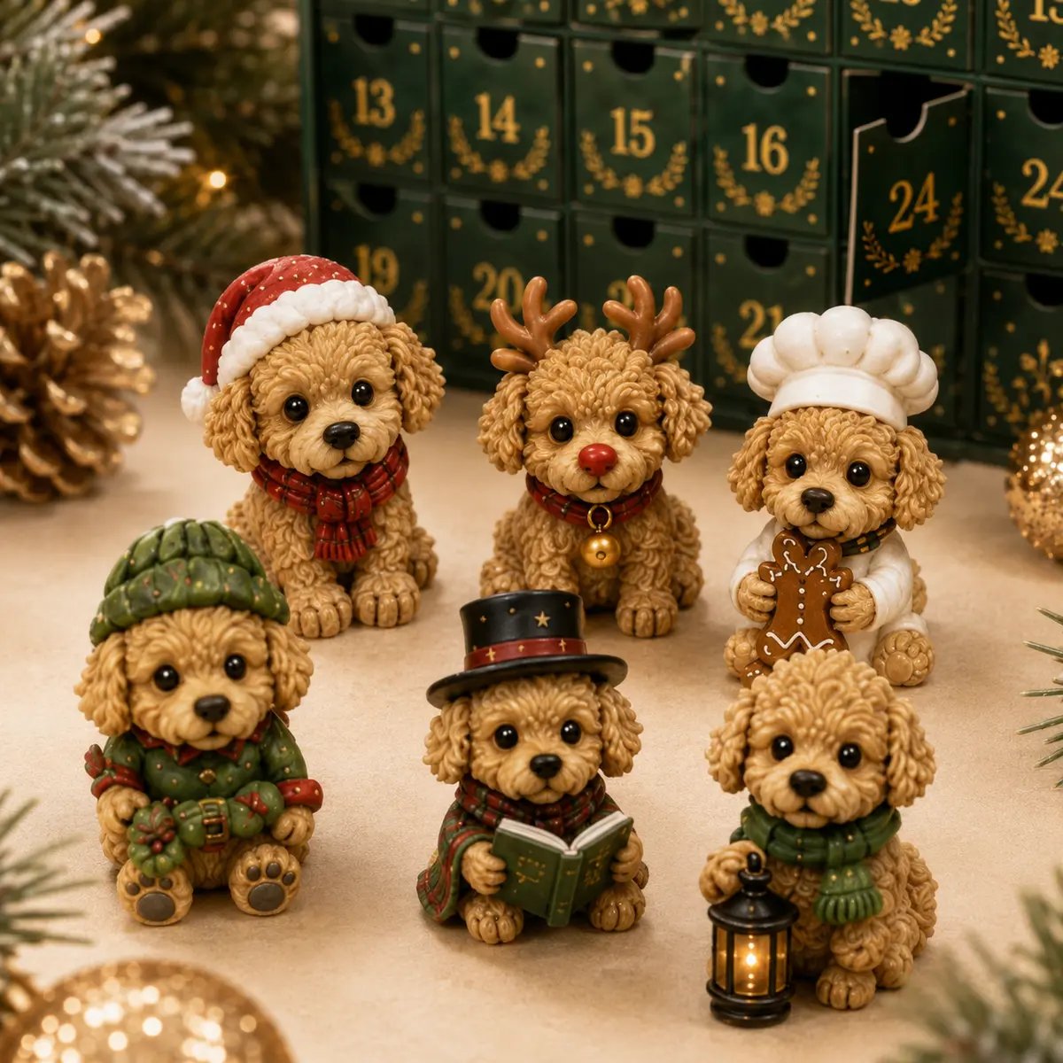 Full collection of 24 Christmas teddy dogs
