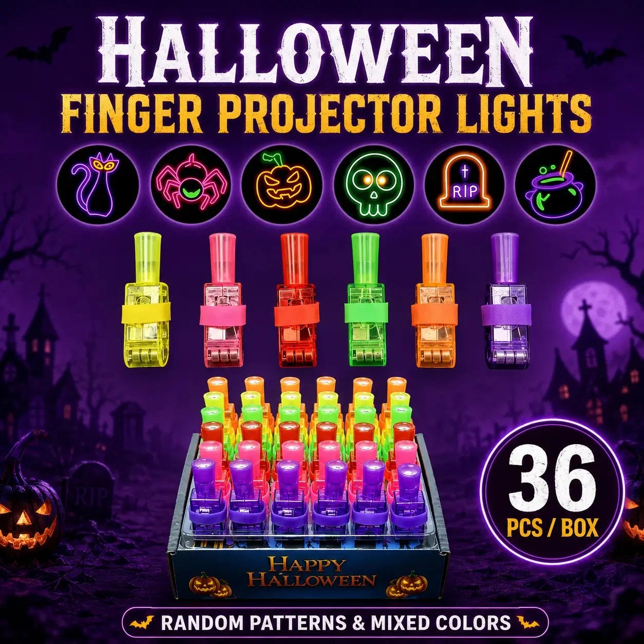 Halloween Neon Holiday finger projector lights