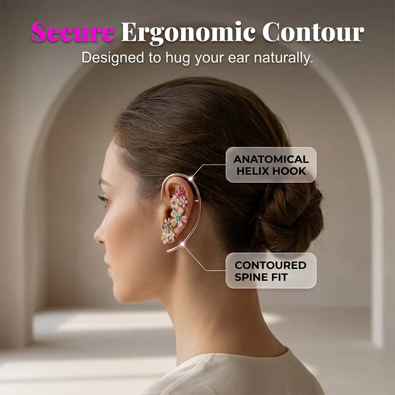 Earrings worn on ear model