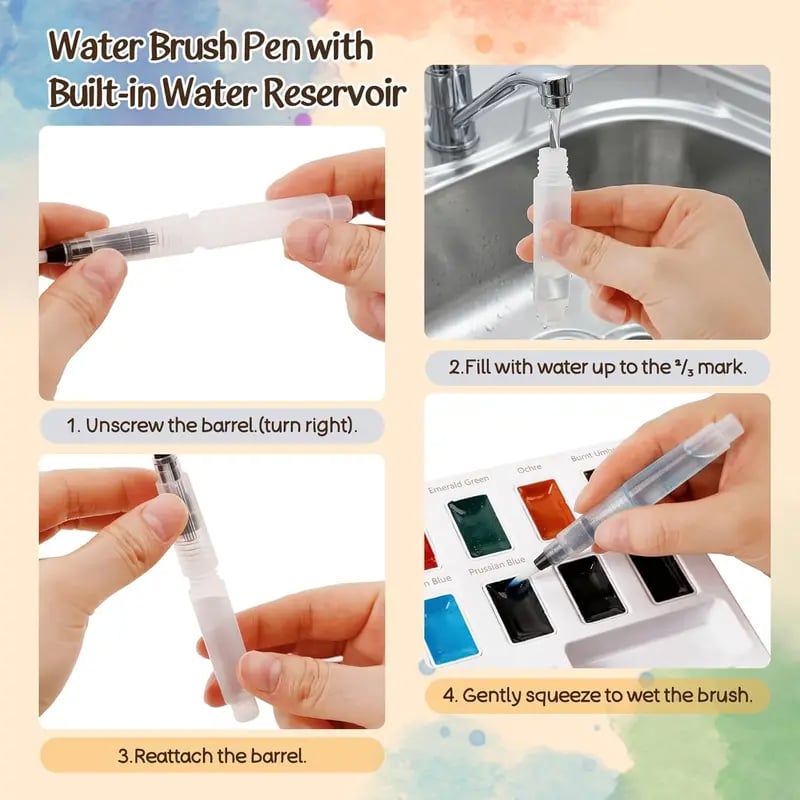 Portable watercolor animal workbook used at home and while traveling