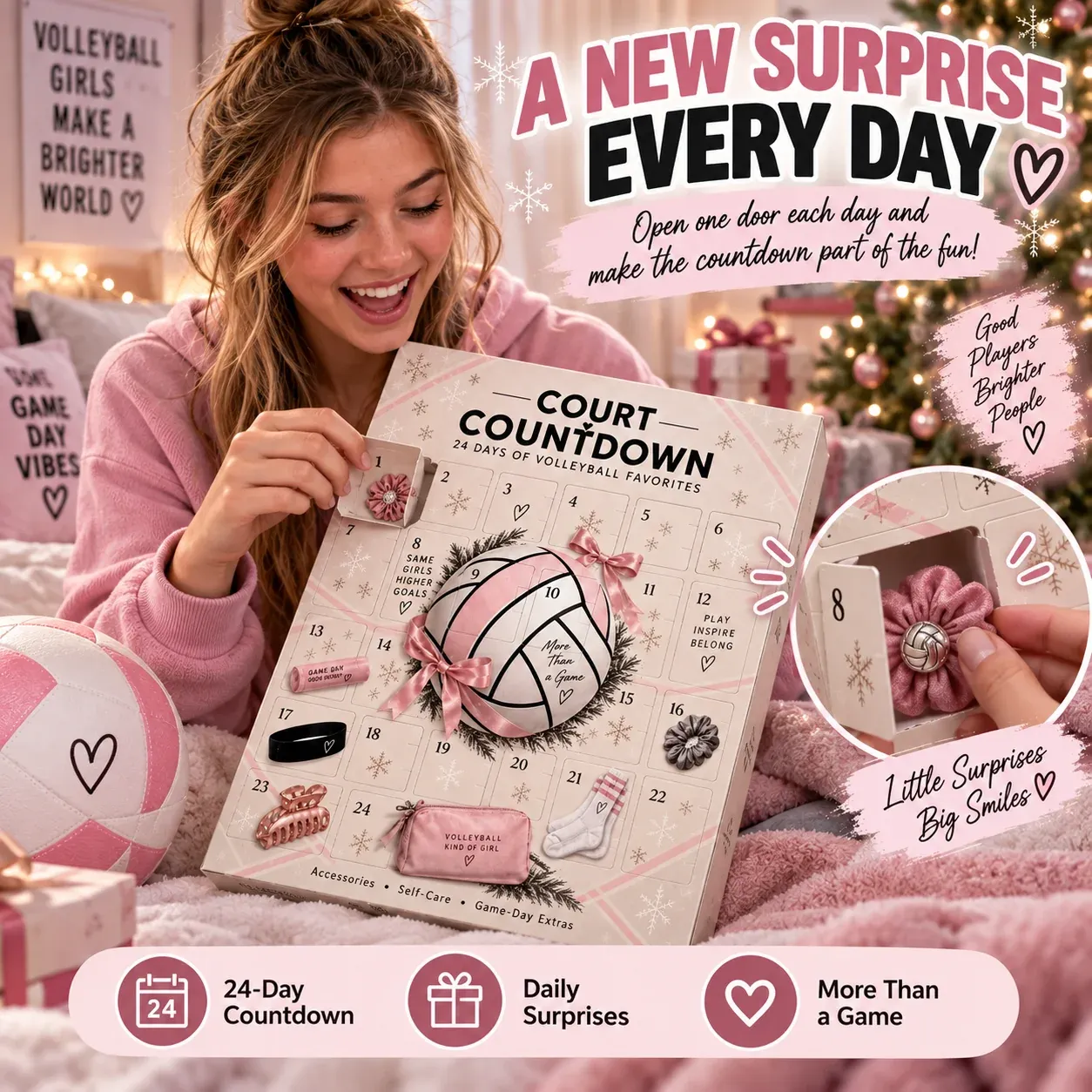 Open one volleyball advent calendar door every day