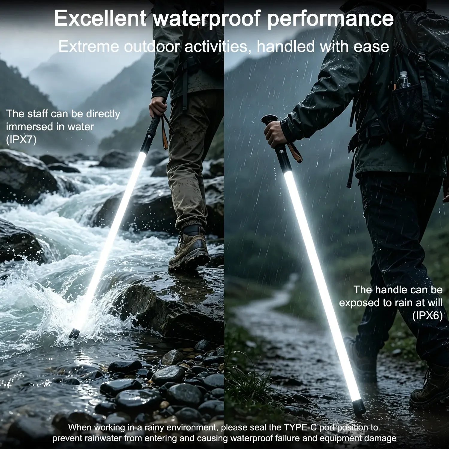 Aircraft-grade aluminum LED trekking pole