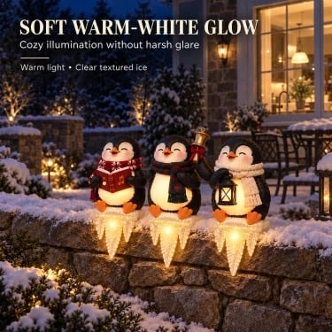 Soft Warm White Penguin Christmas Lights