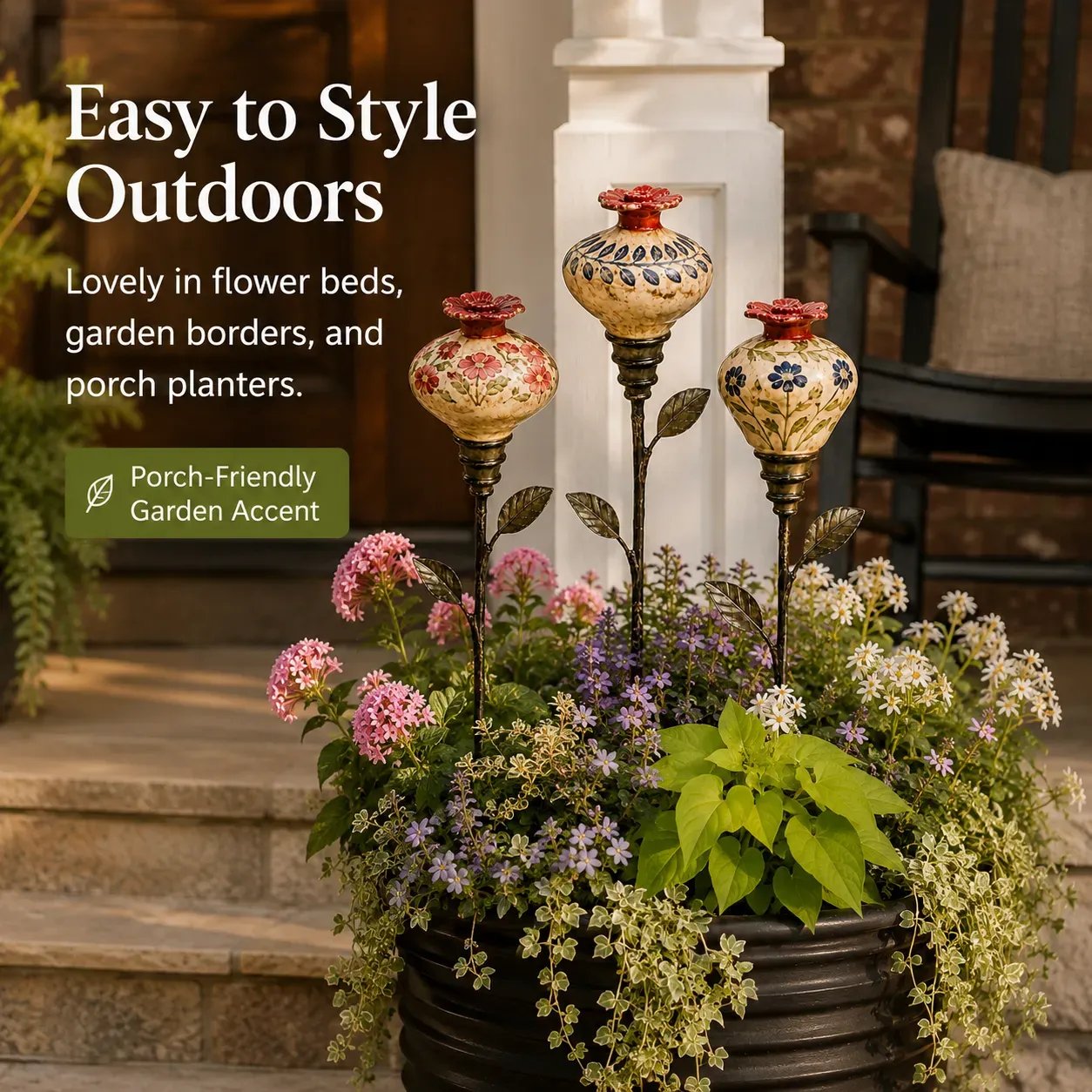 Ceramic bird feeder garden decoration