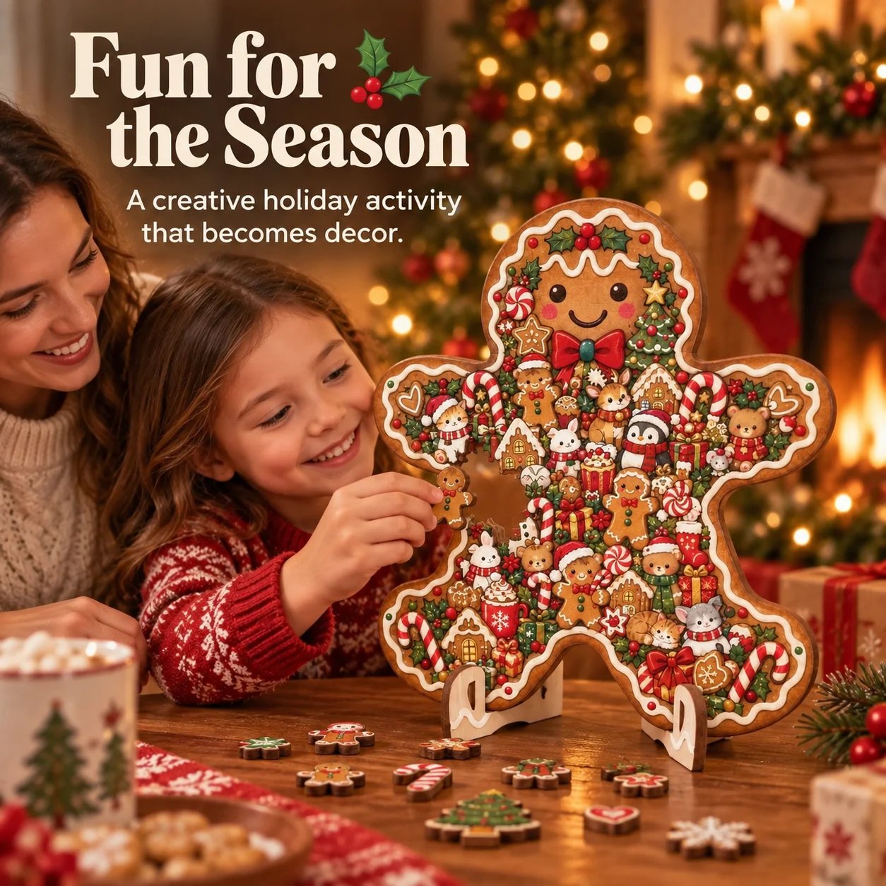 A festive wooden puzzle activity to enjoy together with family