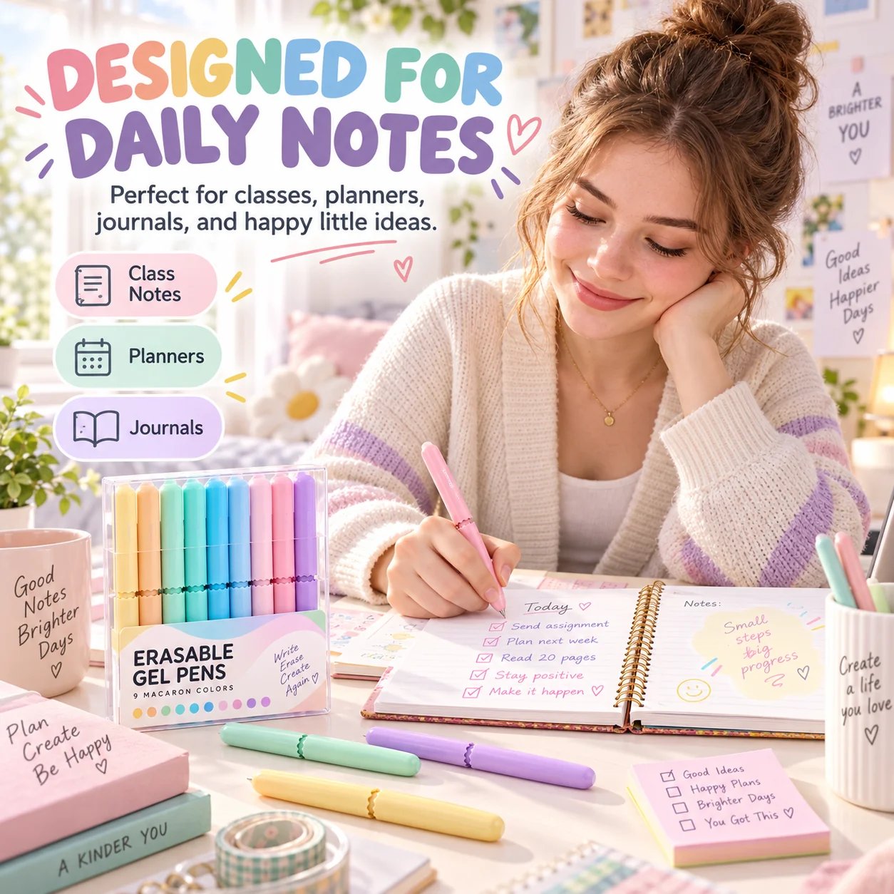 Nine color erasable gel pen set