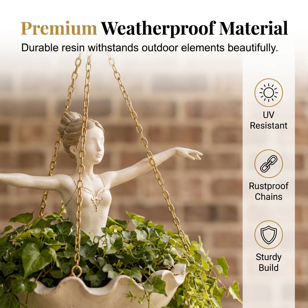 Weatherproof resin ballerina planter