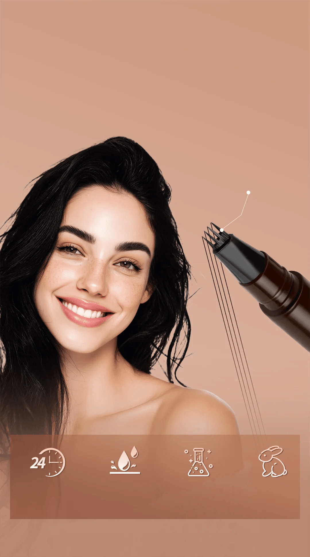 Four-tip eyebrow pencil creates natural hair-like strokes
