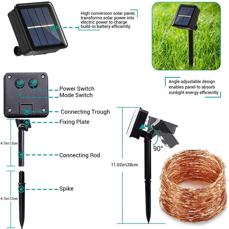 Solar string lights used on porches, fences, doors, and stairs