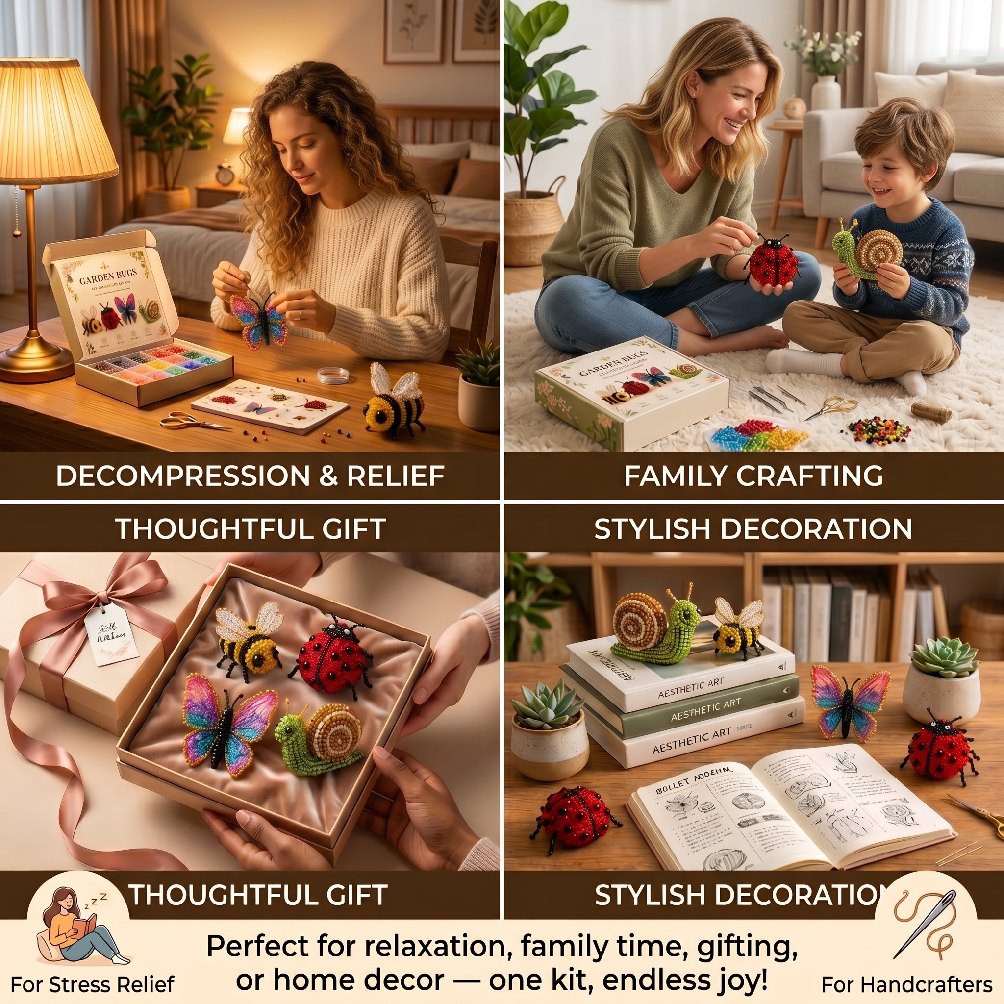Four ways to enjoy the 3D beaded animal DIY kit