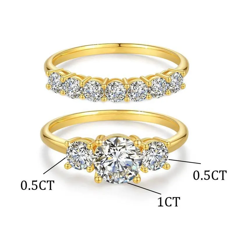 Three-Stone Double claws Engagement Ring (3.0 ct. tw)