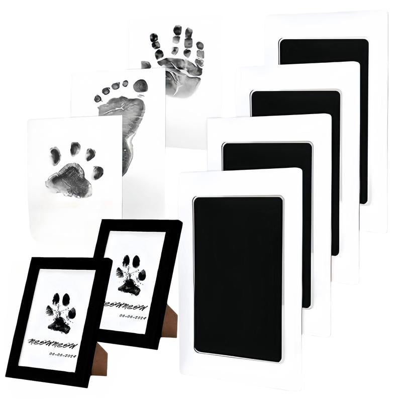 🐾Paw Print Kit for Dogs & Cats - 4-Pcs Mess-Free Ink Pads, 2 Photo Frames | Clean Touch Pet Paw and Nose Print Keepsake Memorial Gift