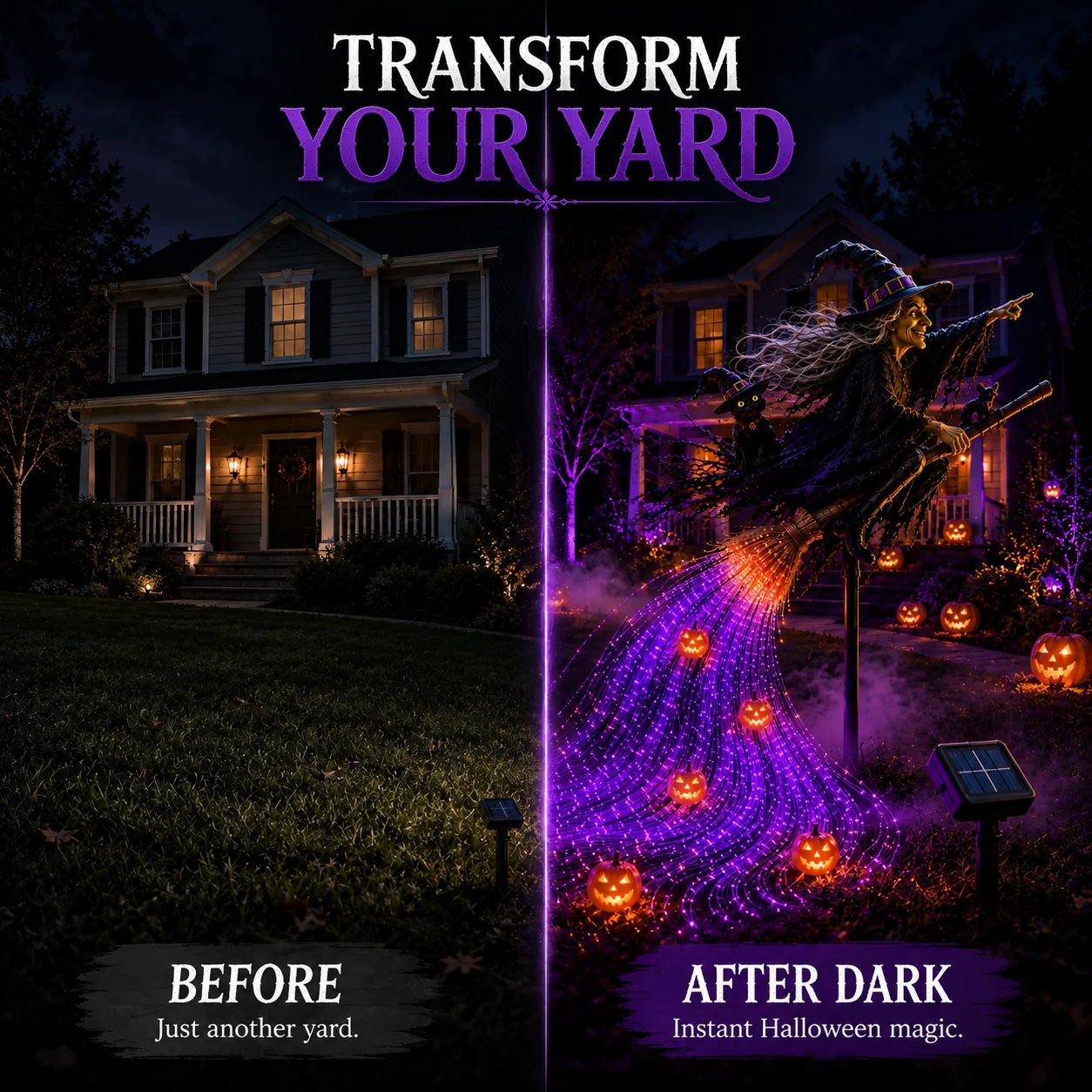 Witch Halloween fiber optic outdoor yard light