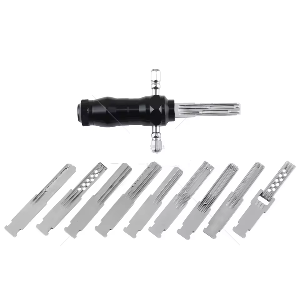 9-in-1 Tubular Lock Pick Set with Interchangeable Stainless Steel Blades