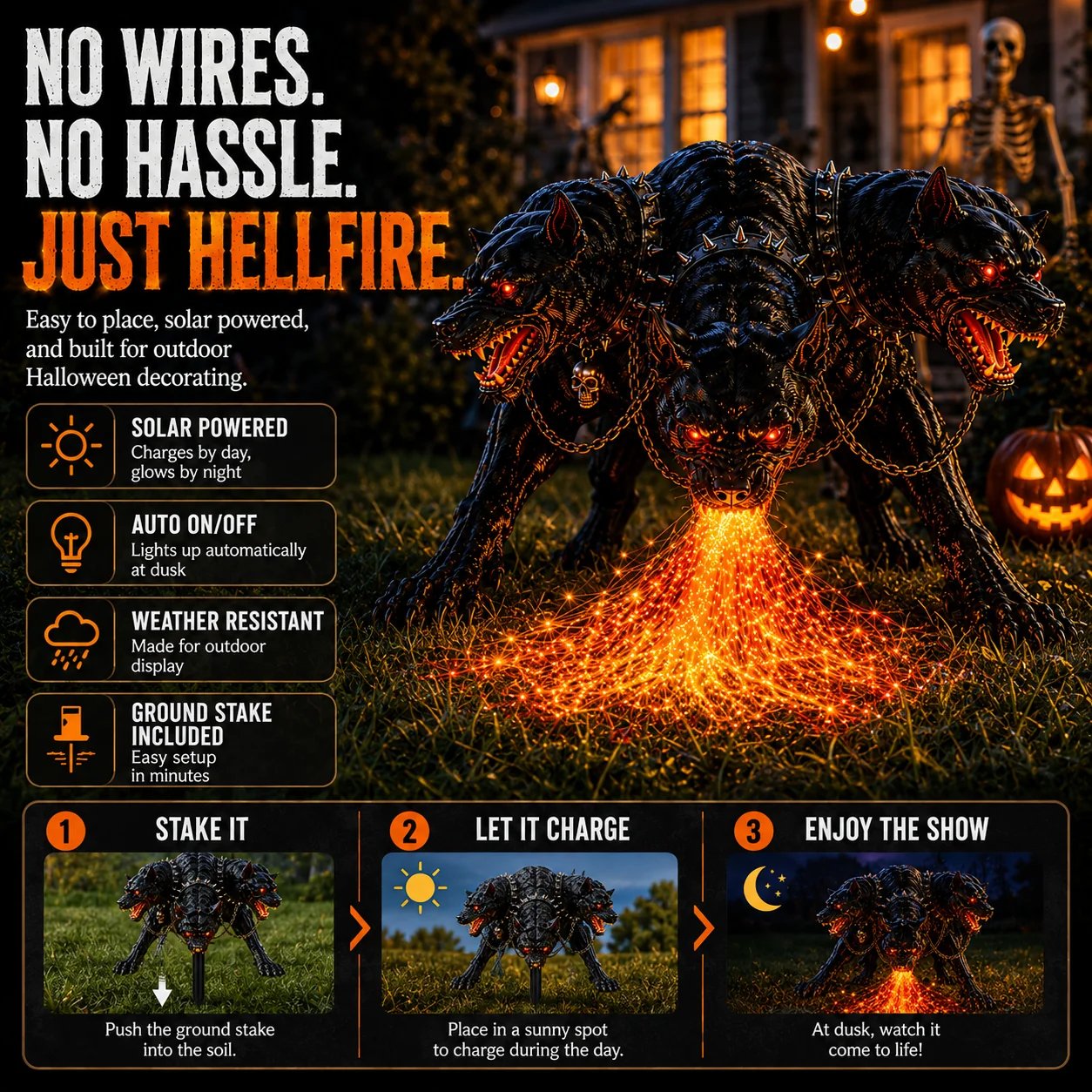 Solar hellhound garden light installation instructions