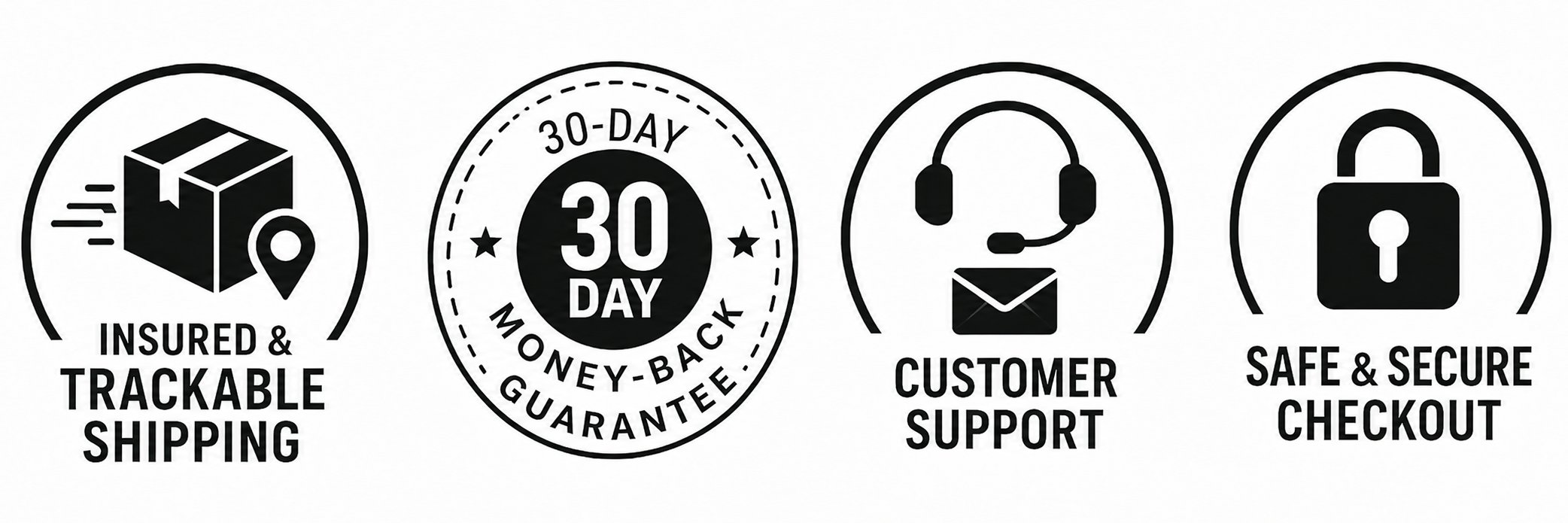 Secure ordering, 90-day money-back guarantee, satisfaction guarantee and easy returns