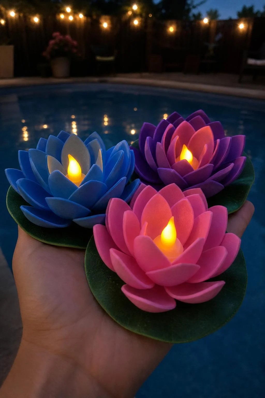 Customer Pool Lotus Lights