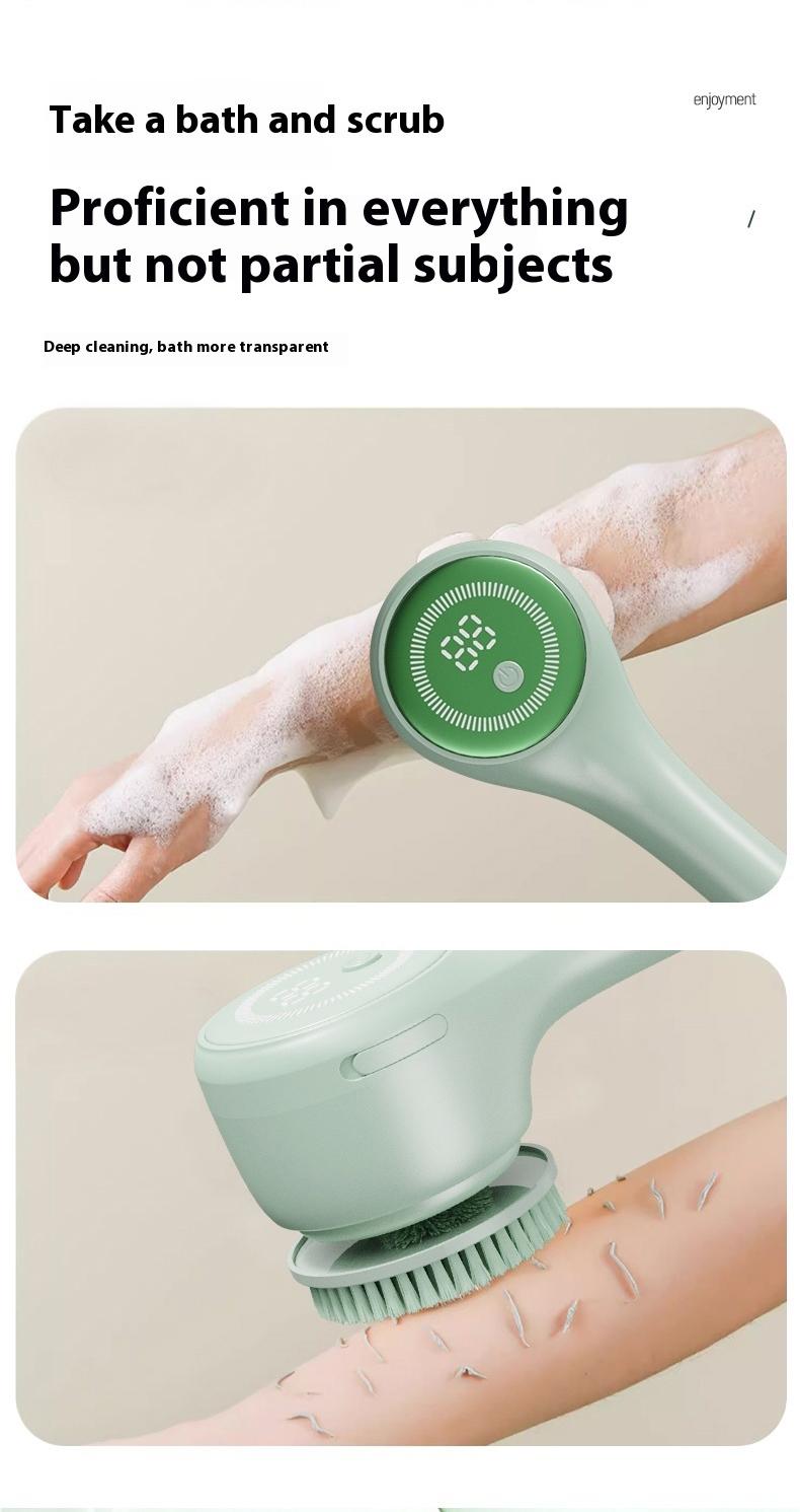 Rechargeable Motorized Electric Shower Back Scrubber - Long Handle IPX Waterproof PVC Spin Bath Brush with 5 Replaceable Heads, 3 Speed Modes, Exfoliating Massager for Adults Sensitive Skin, USB, Full Body (Shoulders, Calves Care, Great Gift Option) Rechargeable Motorized Electric Shower Back Scrubber - Long Handle IPX Waterproof PVC Spin Bath Brush with 5 Replaceable Heads, 3 Speed Modes, Exfoliating Massager for Adults Sensitive Skin, USB, Full Body (Shoulders, Calves Care, Great Gift Option)