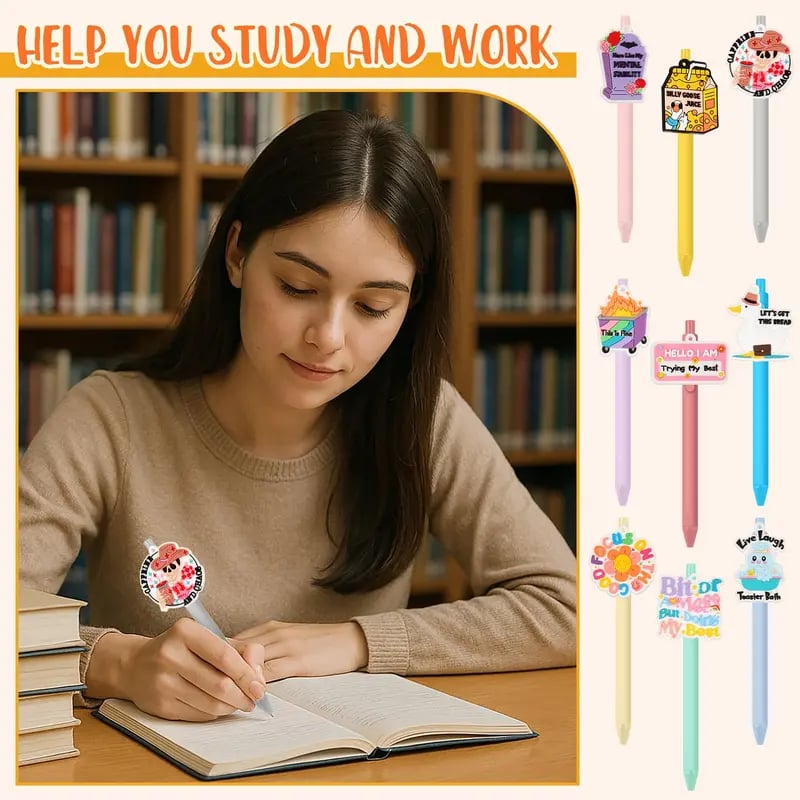 Funny colorful pens used for notes and office stationery Funny colorful pens used for notes and office stationery