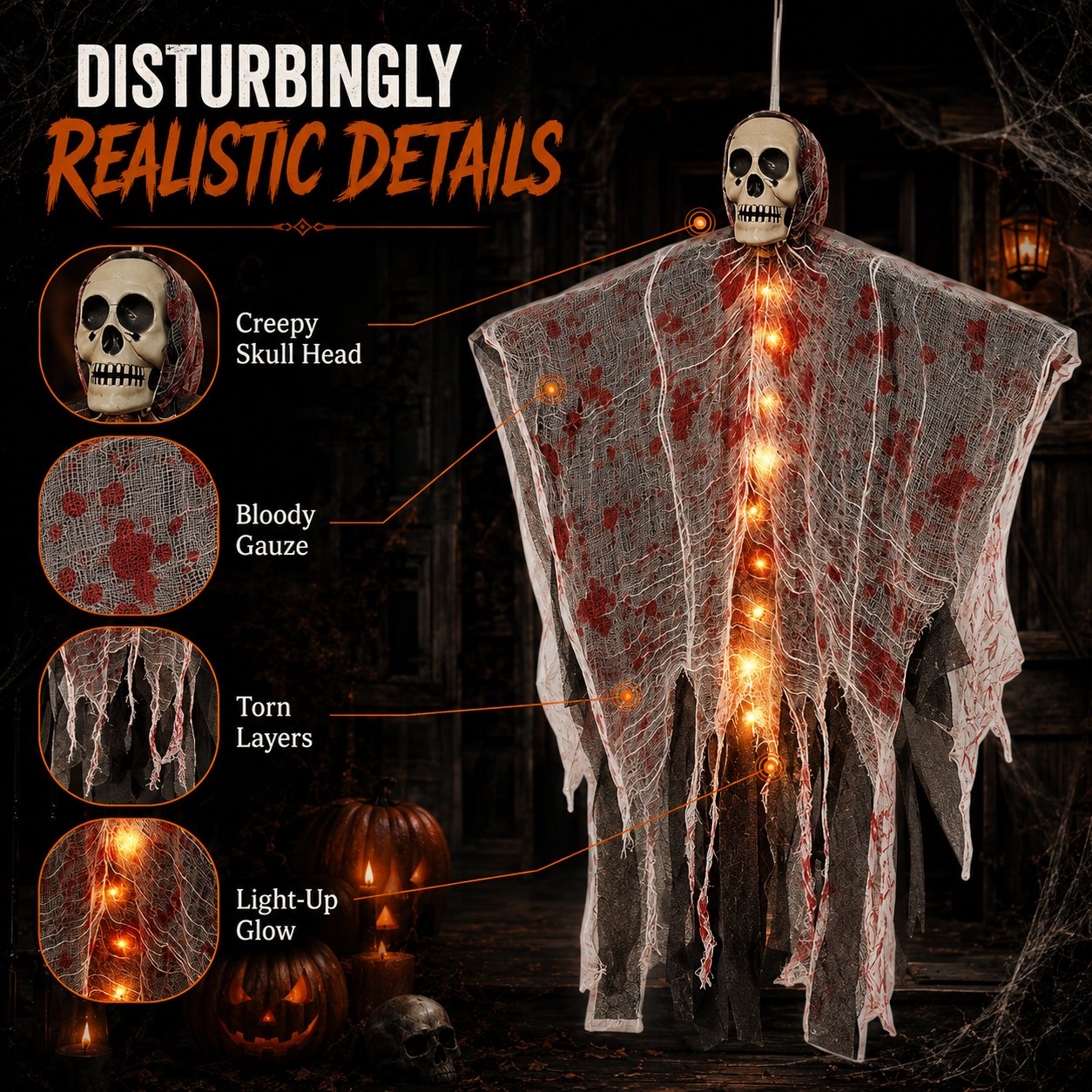 Glowing skull ghost Halloween decoration