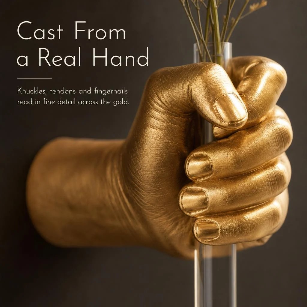 Realistic Gold Hand Sculpture Detail