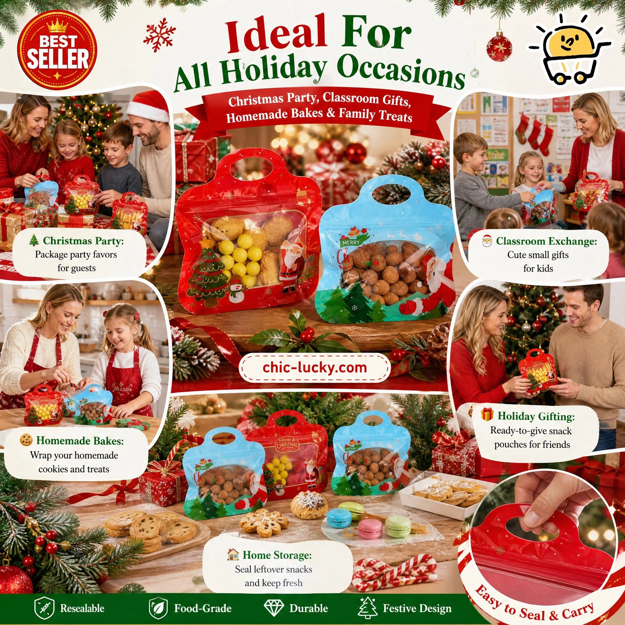 Festive Christmas treat bag presentation