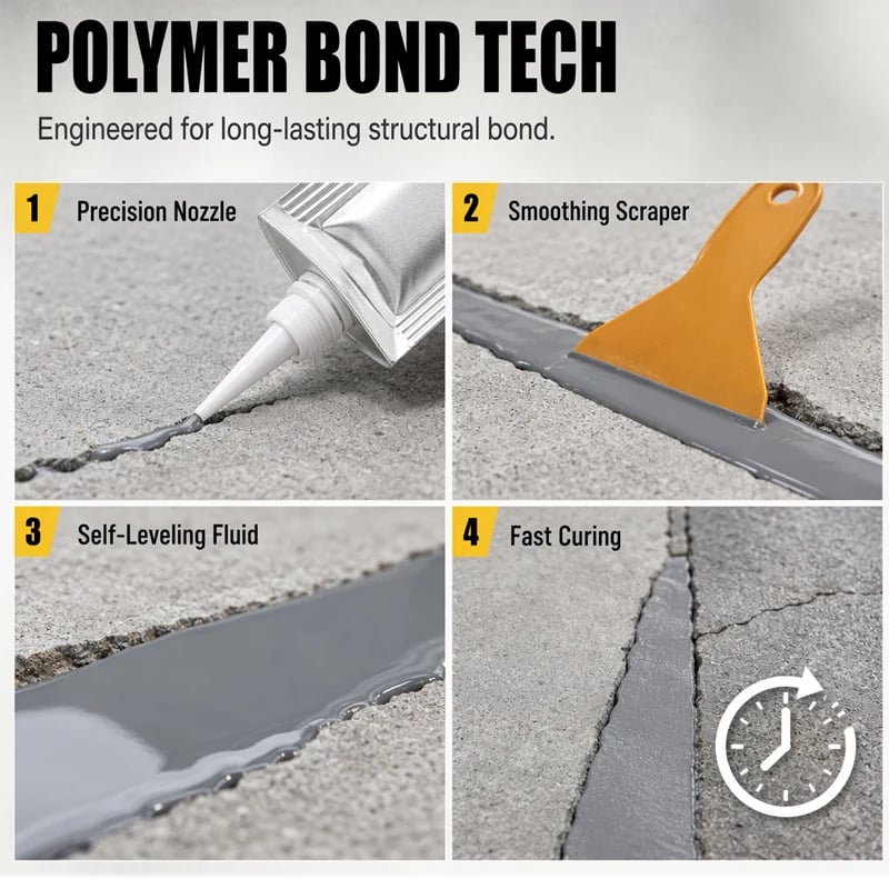 Polymer concrete crack filler bond technology