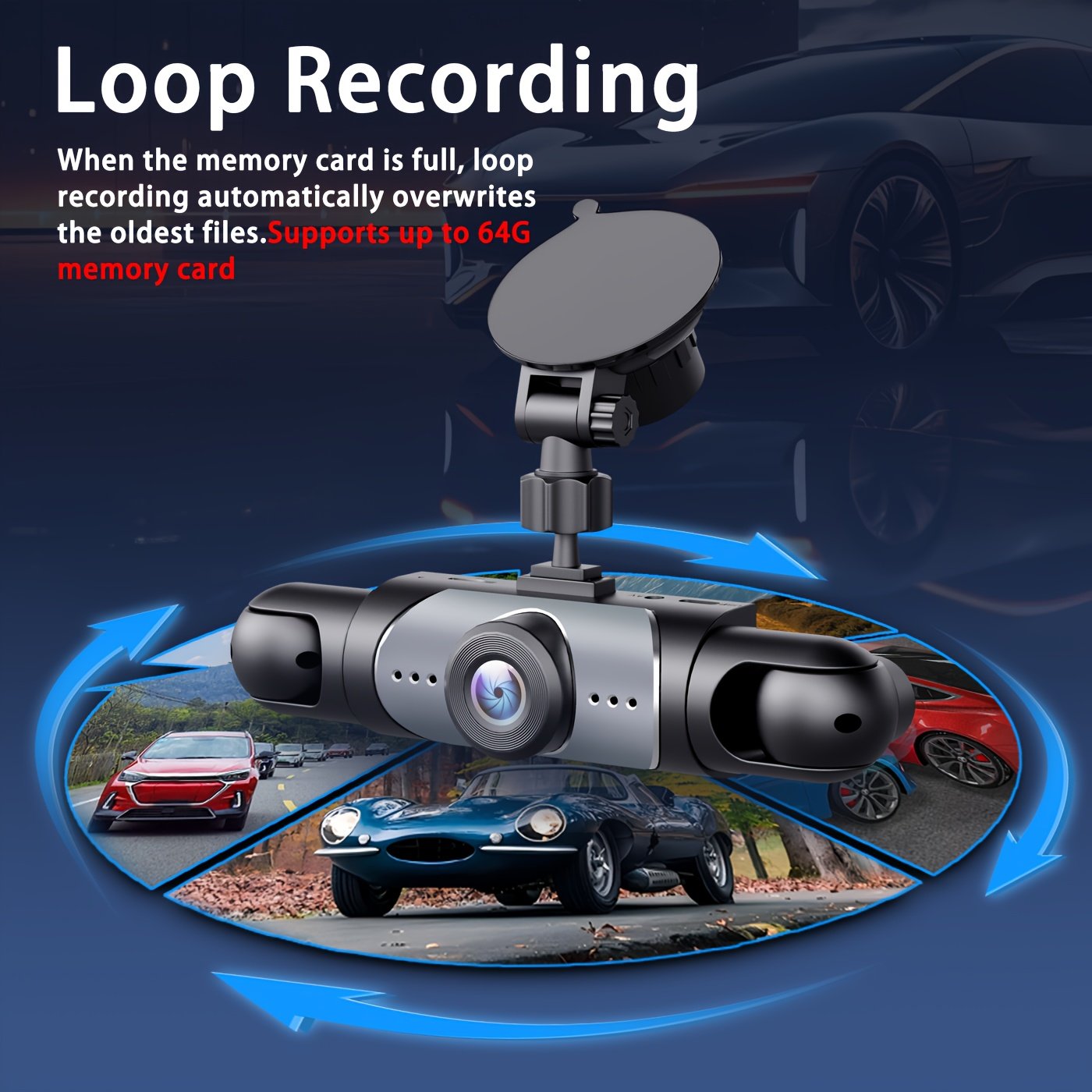 Dash camera loop recording and G sensor event lock