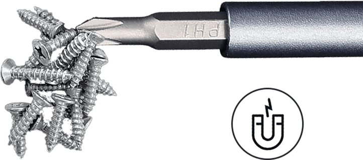 Screws held by magnetic tip