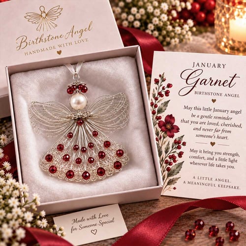 👼 Birthstone Angel Wire Ornament | 12 Month Keepsake Colors product view 2