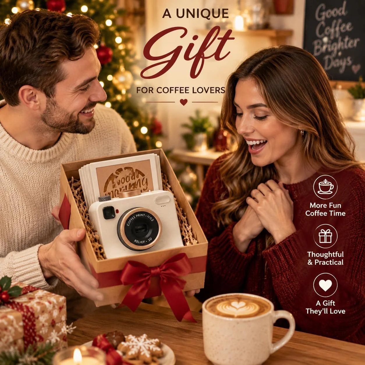 ☕📸 Camera-Style Latte Art Maker – Reusable Stencil Press product details