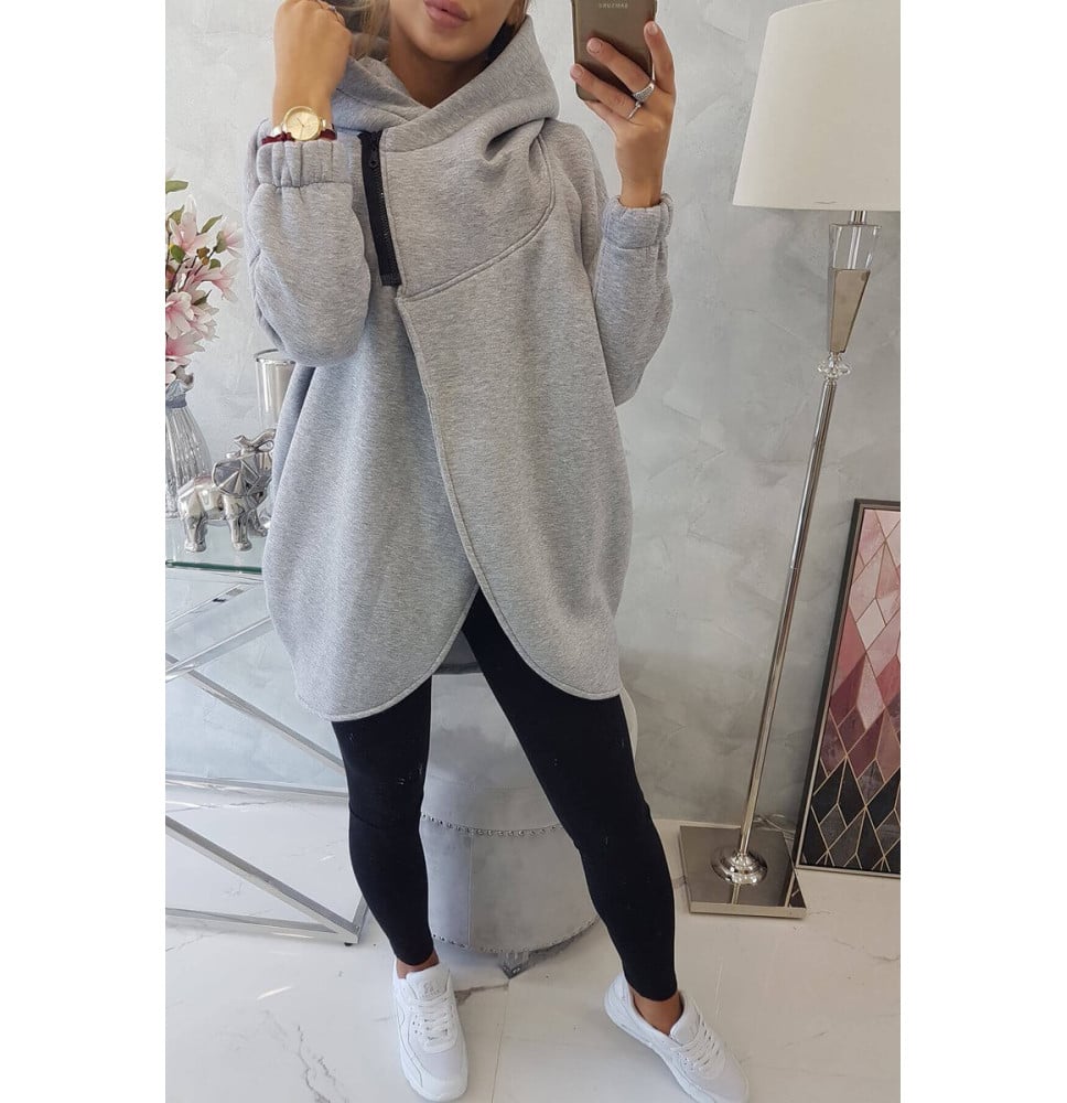 Women's sweatshirt with short zipper MI9110 gray