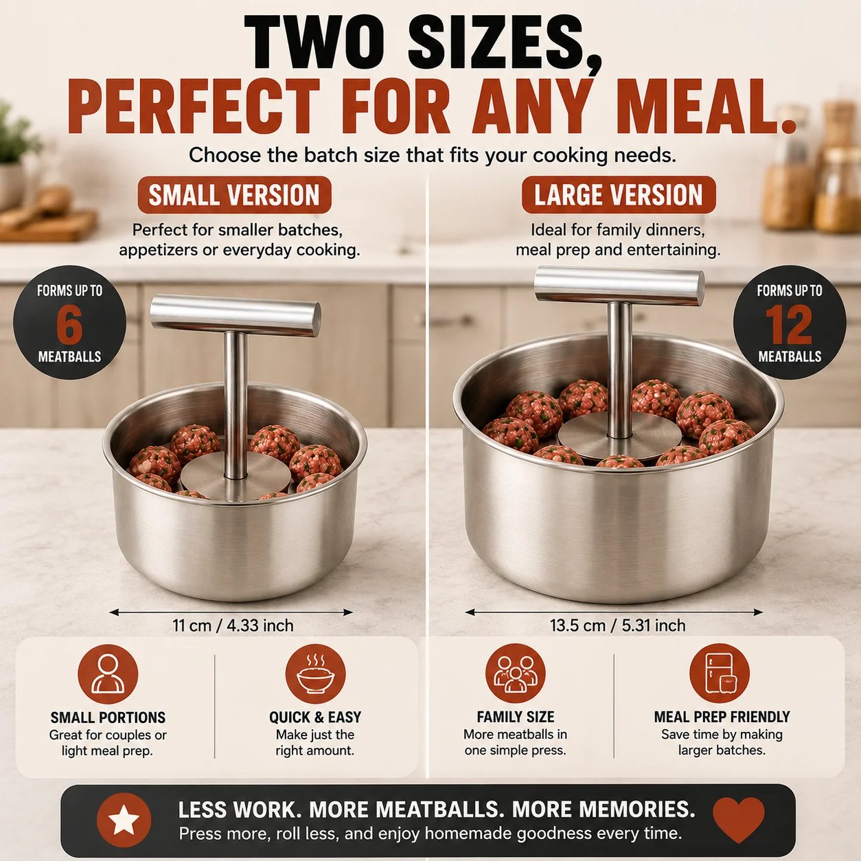 6 hole and 12 hole meatball maker versions