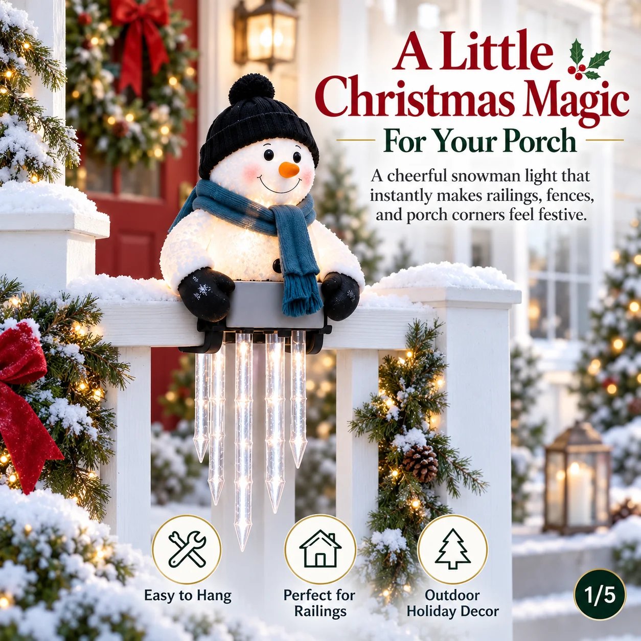 Christmas snowman railing light Christmas snowman railing light