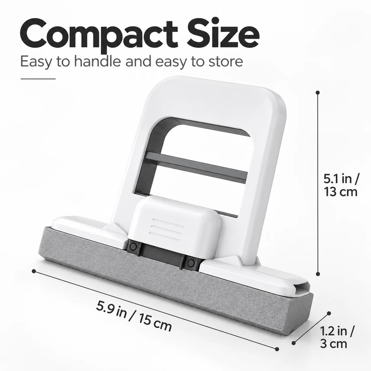 Mini mop dimensions: 15 cm wide, 13 cm high and 3 cm deep